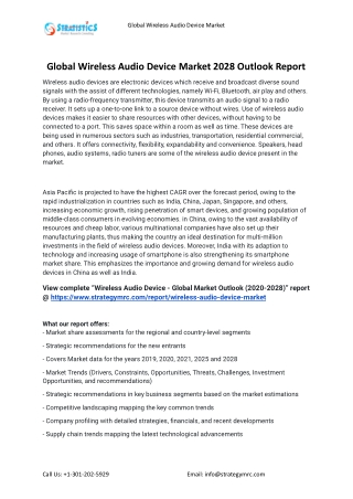 2021 Wireless Audio Device Industry Global Analysis Report