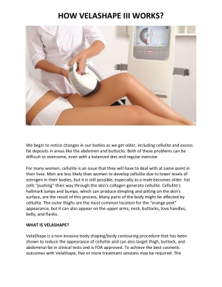 HOW VELASHAPE III WORKS