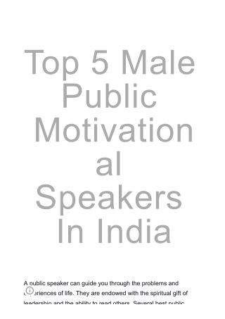 Top 5 Male Public Motivational Speakers In India