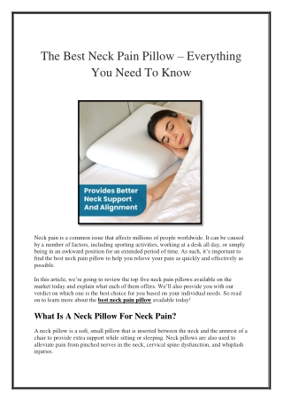 The Best Neck Pain Pillow – Everything You Need To Know