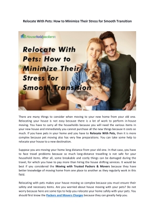 Relocate With Pets How to Minimize Their Stress for Smooth Transition