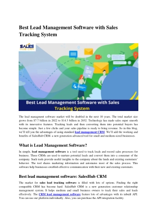 Best Lead Management Software with Sales Tracking System