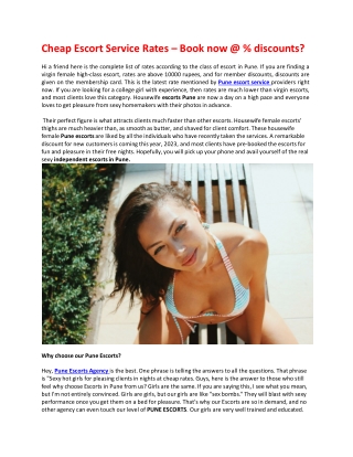 Cheap Escort Service Rates – Book now @ % discounts?