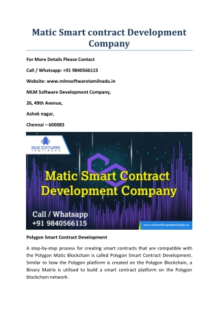 Matic Smart contract development company