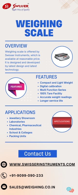 Top Features of Weighing Scale - Swisser Instruments Pvt Ltd