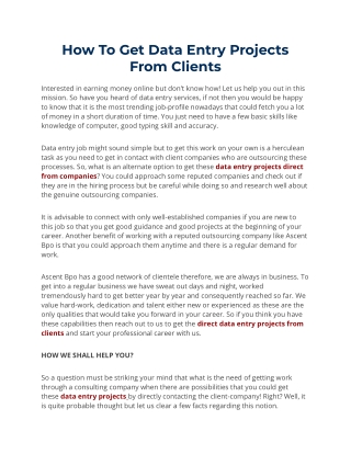 How To Get Data Entry Projects From Clients