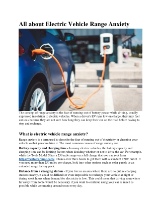 All about Electric Vehicle Range Anxiety