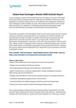 2021 Heat Exchangers Industry Global Analysis Report