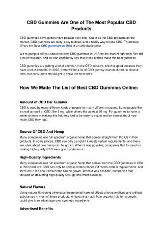 CBD Gummies Are One of The Most Popular CBD Products