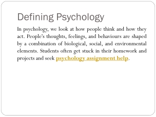 Defining Psychology