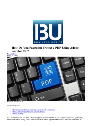 How Do You Password Protect a PDF Using Adobe Acrobat DC