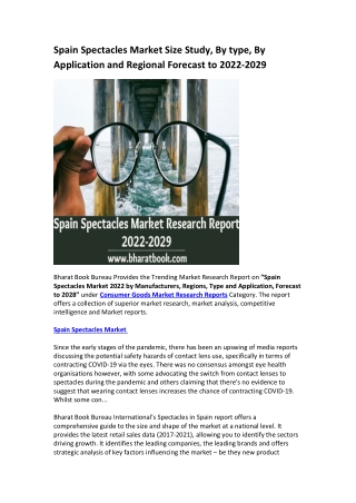 Spain Spectacles Market Research Report 2022-2029