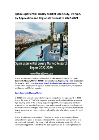 Spain Experiential Luxury Market Research Report 2022-2029