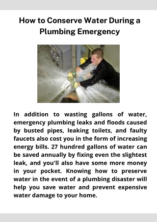 How to Conserve Water During a Plumbing Emergency