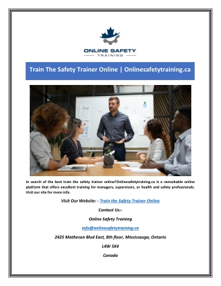 Train The Safety Trainer Online | Onlinesafetytraining.ca