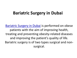 Bariatric Surgery In Dubai