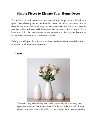 Simple Pieces to Elevate Your Home Decor - ECORA