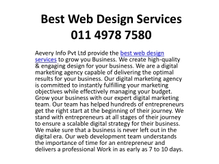 Best Web Design Services 011 4978 7580