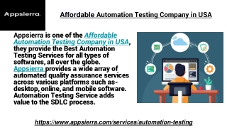 Affordable Automation Testing Company in USA