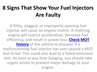 8 Signs That Show Your Fuel Injectors Are Faulty