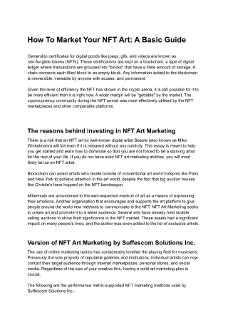 How To Market Your NFT Art_ A Basic Guide