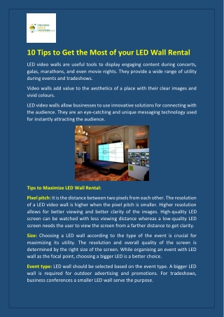 10 Tips to Get the Most of your LED Wall Rental