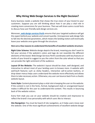 Why Hiring Web Design Services Is the Right Decision