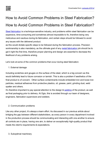 How to avoid problems in steel fabrication