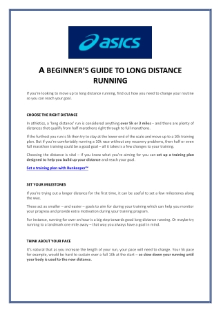 A BEGINNER’S GUIDE TO LONG DISTANCE RUNNING