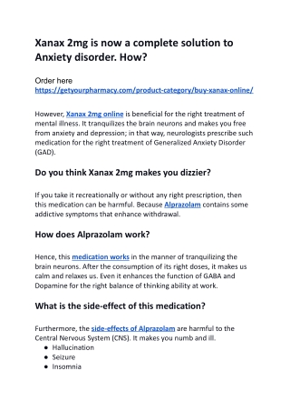Xanax 2mg is now a complete solution to Anxiety disorder. How_.docx