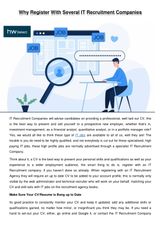 Why Register With Several IT Recruitment Companies