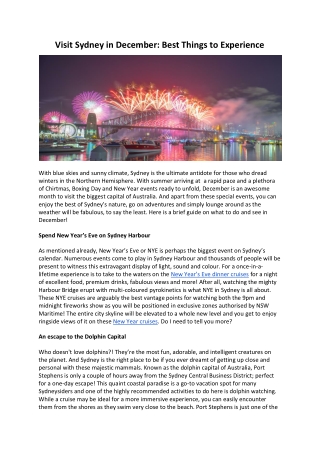 Visit Sydney in December Best Things to Experience