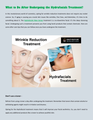 What to Do After Undergoing the Hydrafacials Treatment