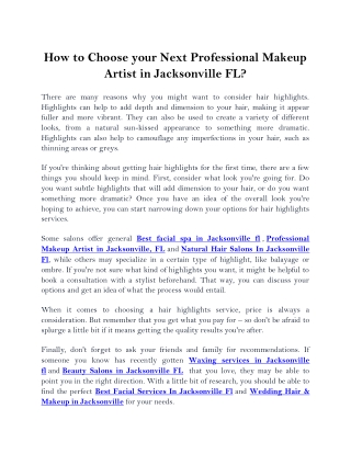 How to Choose your Next Professional Makeup Artist in Jacksonville FL