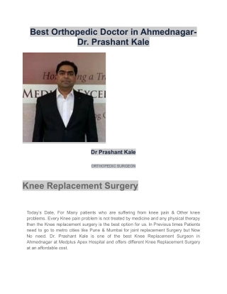 Best Orthopedic Surgeon in Ahmednagar | Orthopedic Doctor: Dr. Prashant Kale