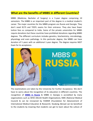 What are the benefits of MBBS in different countries