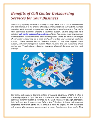 Benefits of Call Center Outsourcing Services for Your Business
