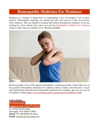 Homeopathic Medicines For Weakness