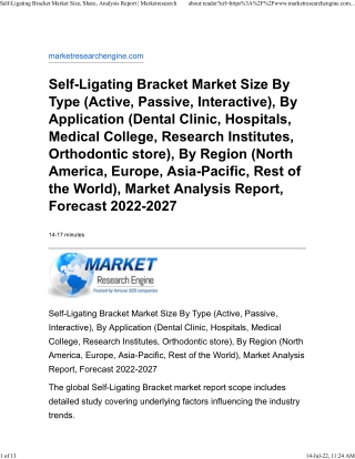 Self-Ligating Bracket Market