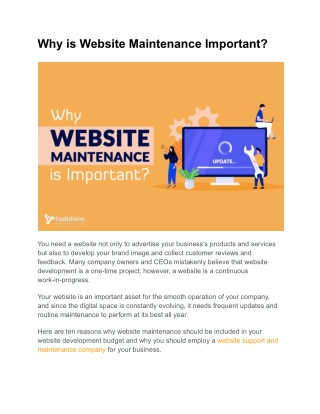 Why is Website Maintenance Important?