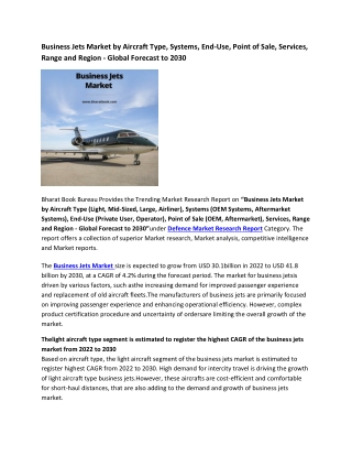 Global Business Jets Market Research Report 2022-2030