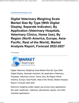 Digital Veterinary Weighing Scale Market