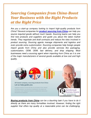 Sourcing Companies from China-Boost Your Business with the Right Products at the Right Price