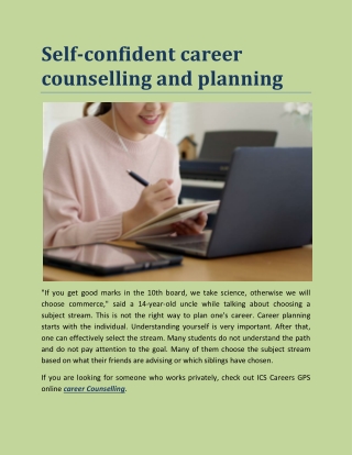 Self-confident career counselling and planning