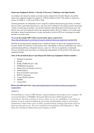 Endoscopy Equipment Market