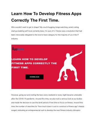 Learn How To Develop Fitness Apps Correctly The First Time.