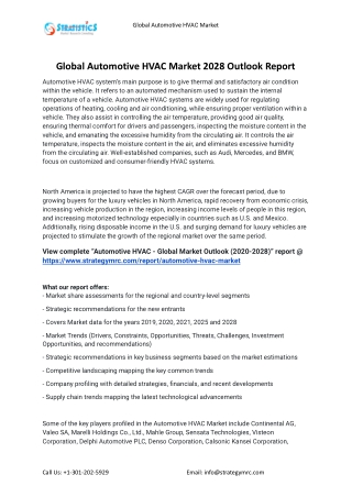 2021 Automotive HVAC Industry Global Analysis Report