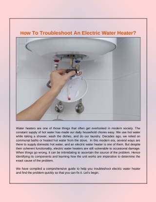 How Can I Troubleshoot Water Heater?