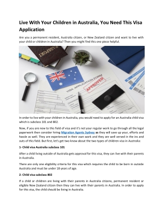 Live With Your Children in Australia, You Need This Visa Application