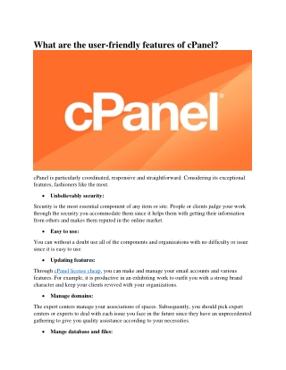 What are the user-friendly features of cPanel